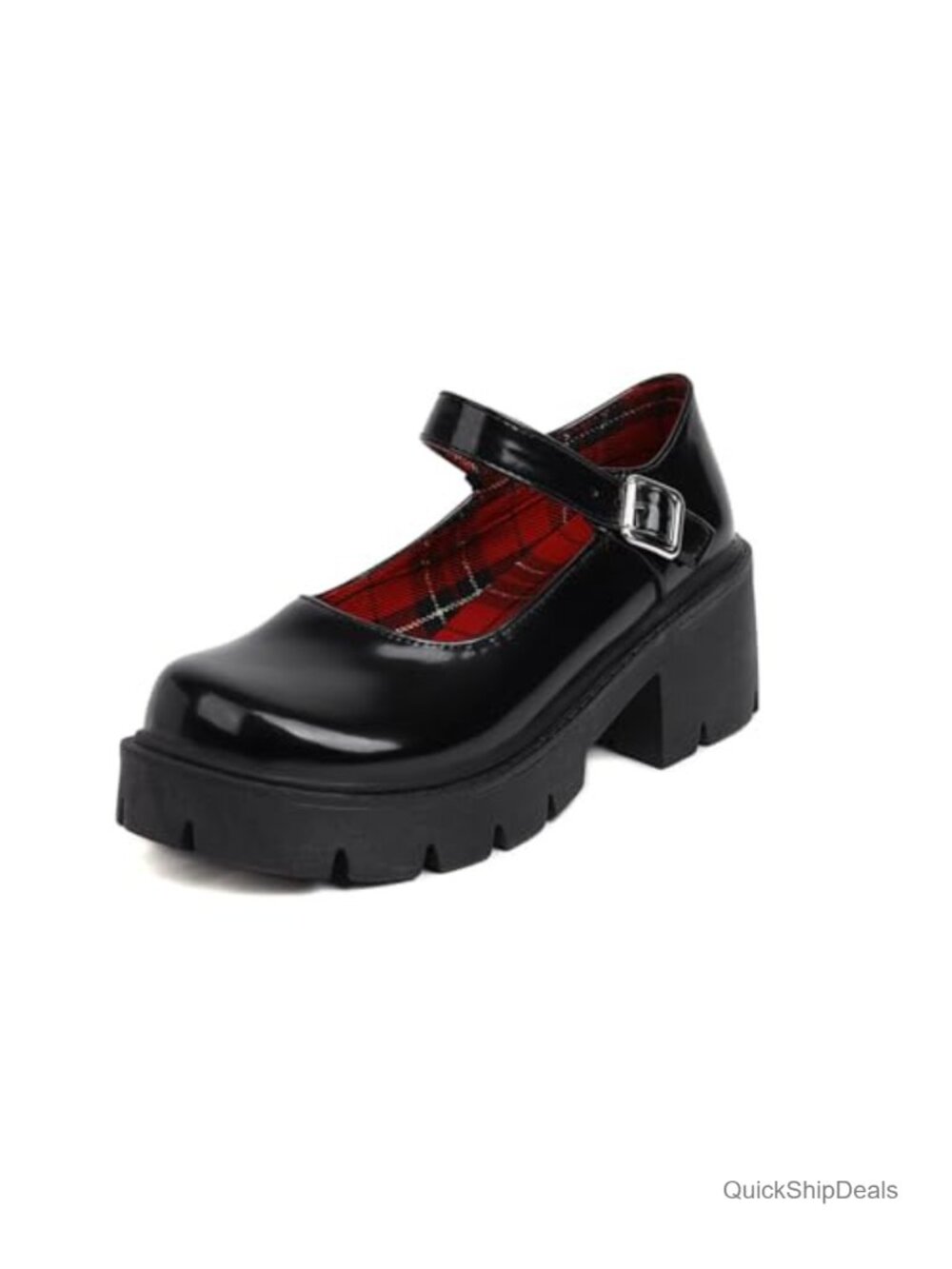 Chunky Platform Mary Janes Goth Uniform Dress Shoes Faux Leather Block Heel